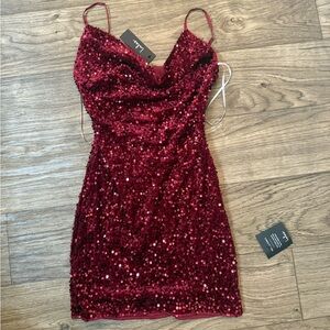 Elegant Sequin Burgundy HOCO dress
